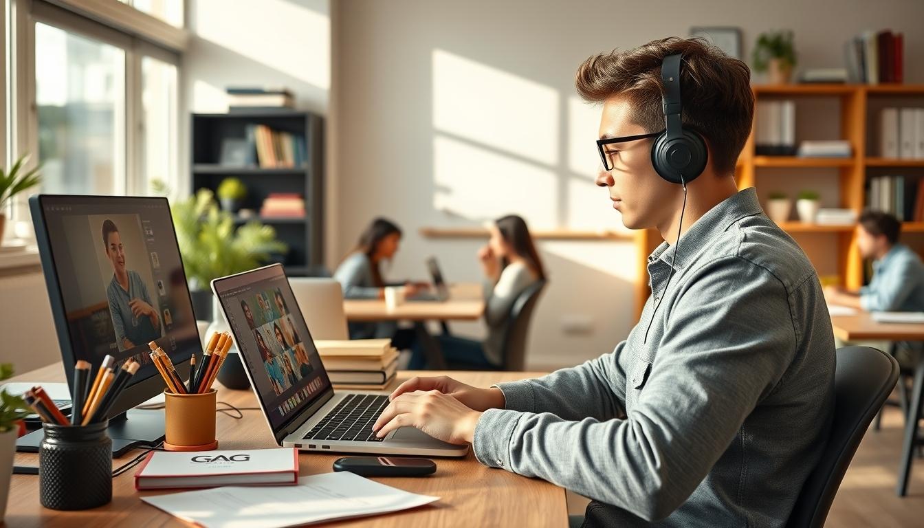 Students collaborating in study space